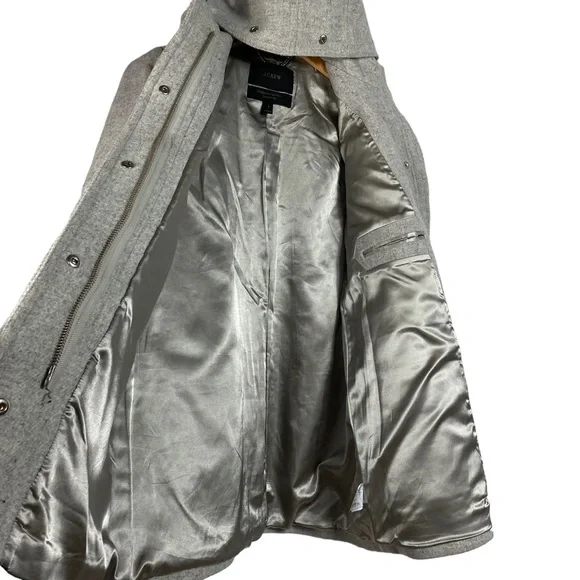 J. Crew Chateau Parka Italian Wool Stadium Cloth Coat B3901 Gray Nello Gori Sz 0 - Picture 6 of 9